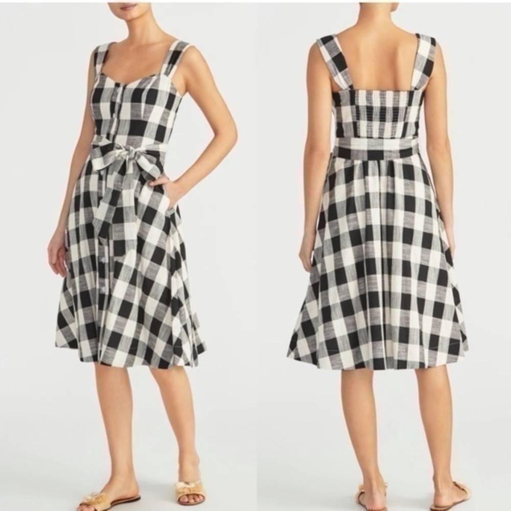 RACHEL Rachel Roy Black and White Gingham Midi Dress
